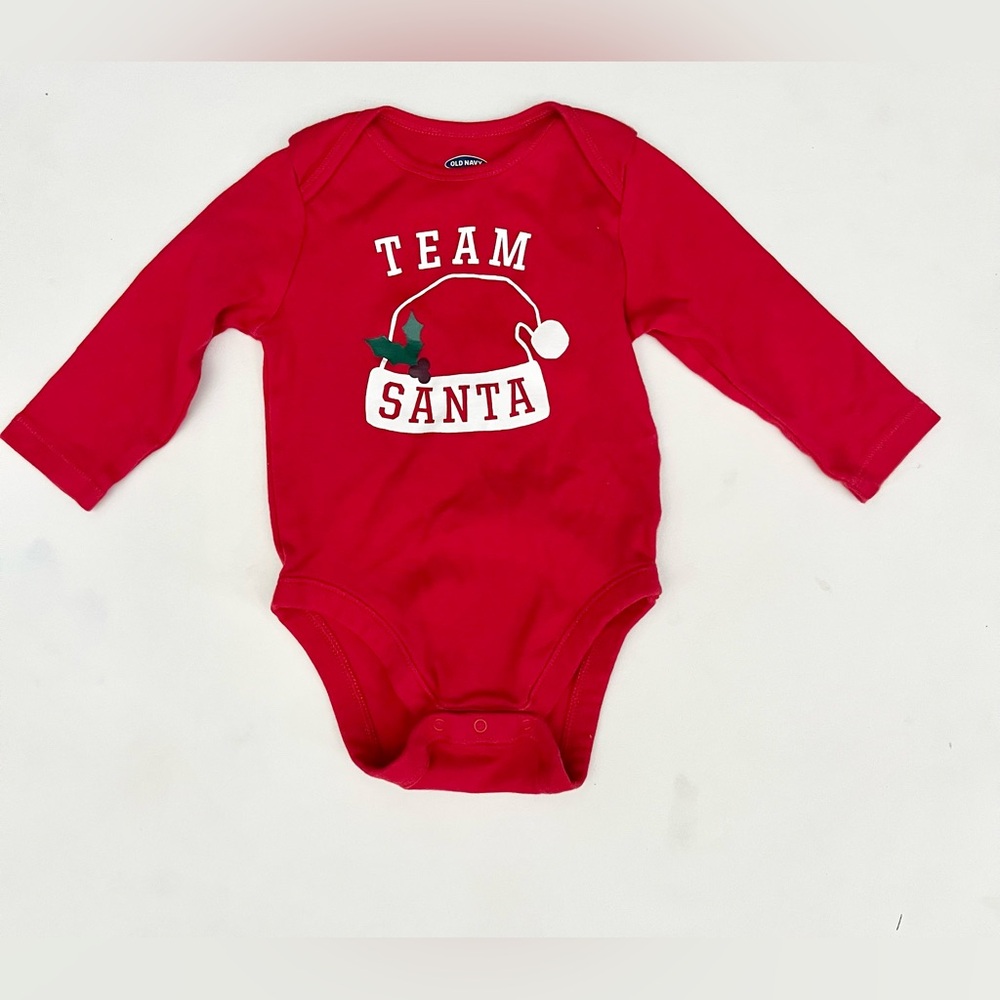 Old Navy “Team Santa” 6-12 months onesie